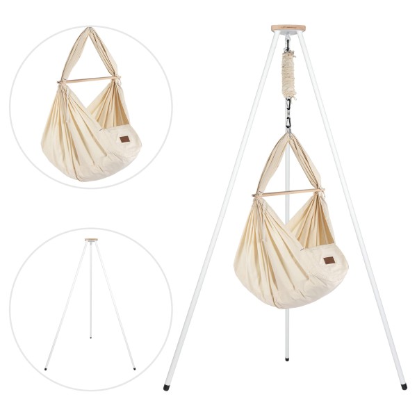 Feather cradle organic with sheep wool and white teepee